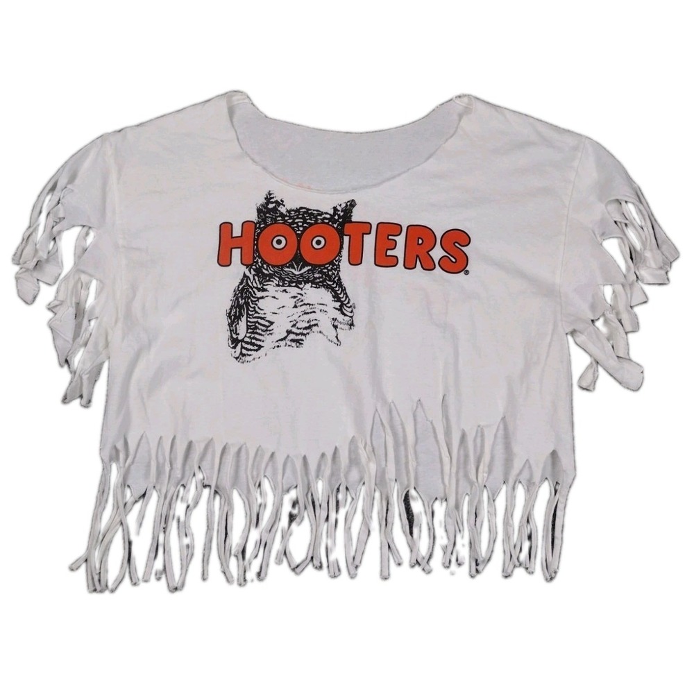 HOOTERS Vintage Womens SEXY Fringe UNIFORM CROP TOP ~ Delightfully Tacky 90's